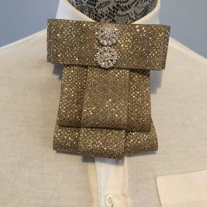 Women’s Gold Ribbon Tie with Flower Brooch